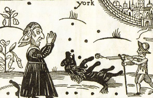 The death of Boye, watched by a weeping witch.
